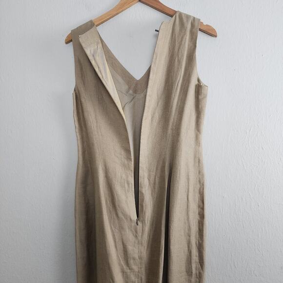 Lafayette 148 100% Linen V-Neck Sleeveless Sheath Dress - Picture 9 of 11